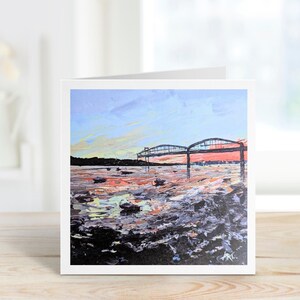 Carte de voeux Pont Brunels, Saltash, rivière Tamar