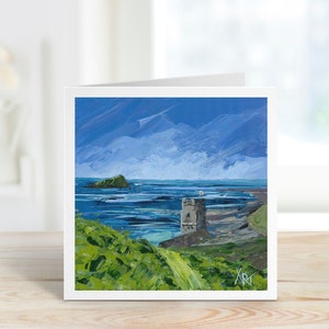 Beautiful Devon coastal cards, greetings cards, Mothecombe, Bigbury-on-sea, Wembury, The Mewstone 1 x Wembury Church