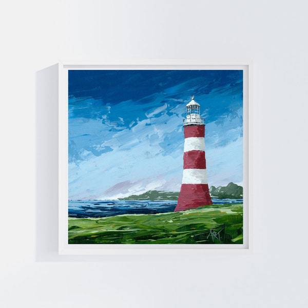 Smeatons tower print, lighthouse art,  Plymouth art, Plymouth, Giclee print, Plymouth Hoe, Art for Home, Print for Home, Picture for bedroom