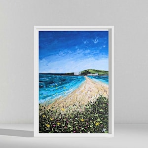 A4-tryck av Burgh Island, strandtryck av South Devon, tryck av Pilchard Inn, A4-tryck av Devon