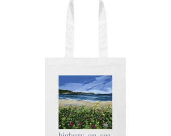 Organic Bigbury-on-sea Tote Bag, beach tote bag, eco- friendly tote bag, GOTS certified