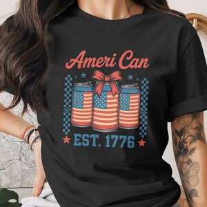 Ameri Can Digital Design, Patriotic Fourth of July PNG, EST 1776 American Flag Cans, Vintage July 4th Instant Download File
