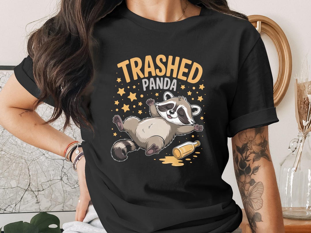 Trashed Panda Trashed Panda Digital Print, Funny Raccoon Art, Party Animal Design ...