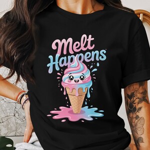 Melt Happens Digitaler Download, süße Kawaii Eistüte PNG, druckbare Wandkunst, Tassendesign, Kleidungsdesign, Sublimation, 300dpi
