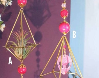 A Design - Hot Pink Prisma hängend himmeli-inspirierter blauer Sonnenfänger Moblie Pflanzenaufhänger