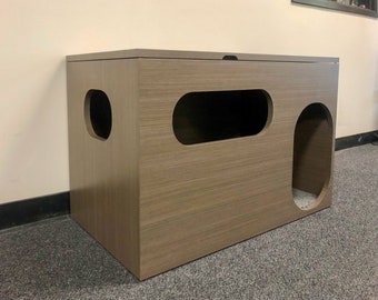 Cat Litter Box Cabinet | Top lid Open | Cutouts for Light-in | Pet Ottoman | Pre-assembled | Ready to Use | Shipping Cost NOT Included