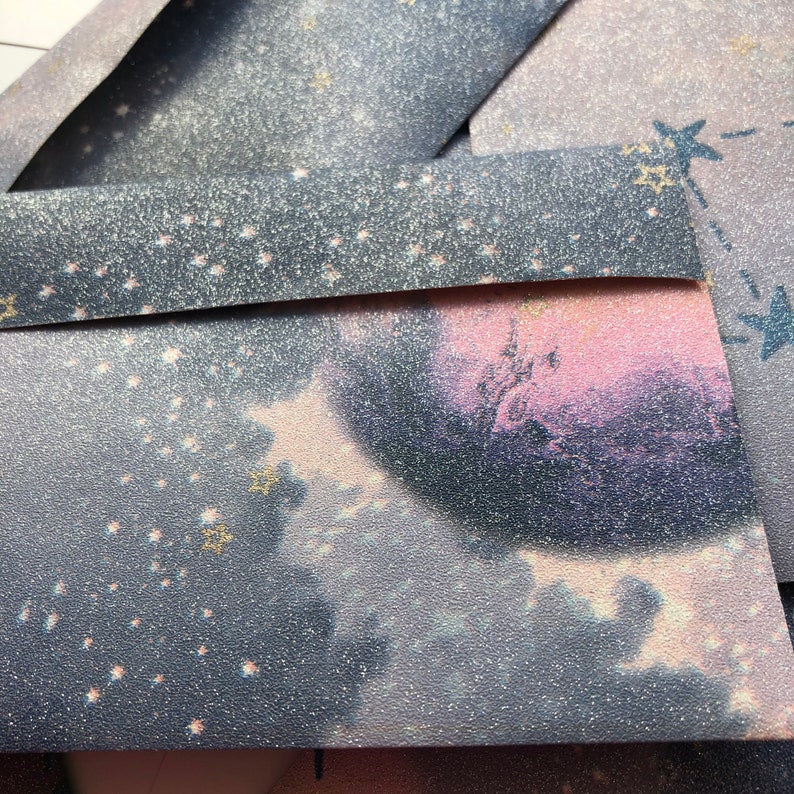 Galaxy Envelopes Handmade C6 size Quality Envelopes Star Moon Celestial Envelopes Galaxy Space Moon Envelopes