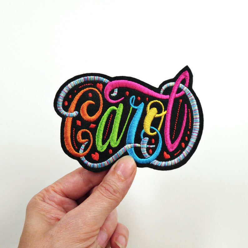 Custom name patch iron on sew on monogram patch script logo Etsy