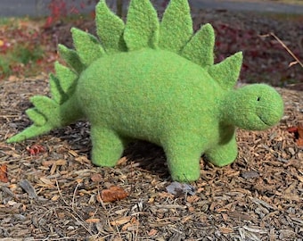 Knitting Pattern – Felted Dinosaur Plush Toy “Steggy” – Bulky Yarn PDF Download