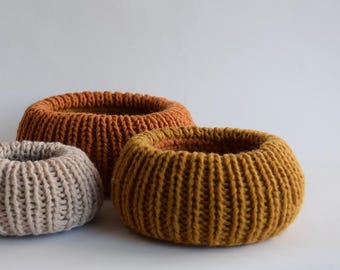 Modello per ciotole a maglia Hygge - Ciotole in lana infeltrita in 2 colori - Modello per maglia scaricabile immediatamente - Idea regalo per l'arredamento della casa