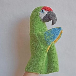 Felted Parrot Puppet Knitting Pattern, Wool Hand Puppet, PDF Download