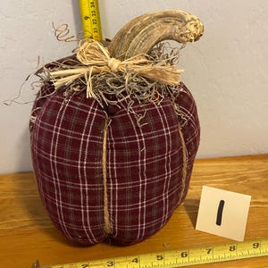 Handmade Stuffed Fabric Pumpkins with real pumpkin stems
