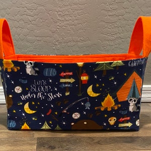 Handmade Camper Fabric Basket with handles