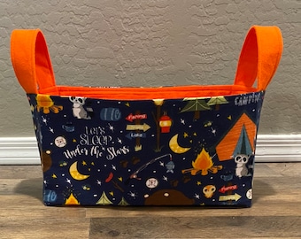 Handmade Camper Fabric Basket with handles