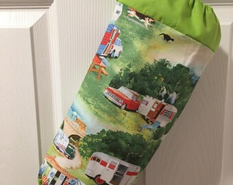 Handmade Camper Prints Plastic Bag Holder 15" long
