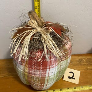 Handmade Stuffed Fabric Pumpkins with real pumpkin stems