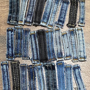 40 Denim belt loops repurposed random assorted widths
