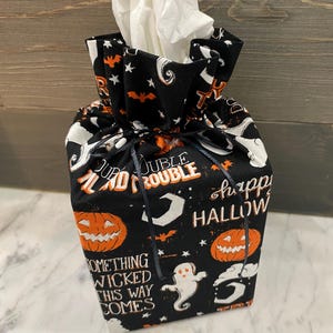 Handmade assorted Halloween & Fall print square tissue box cover