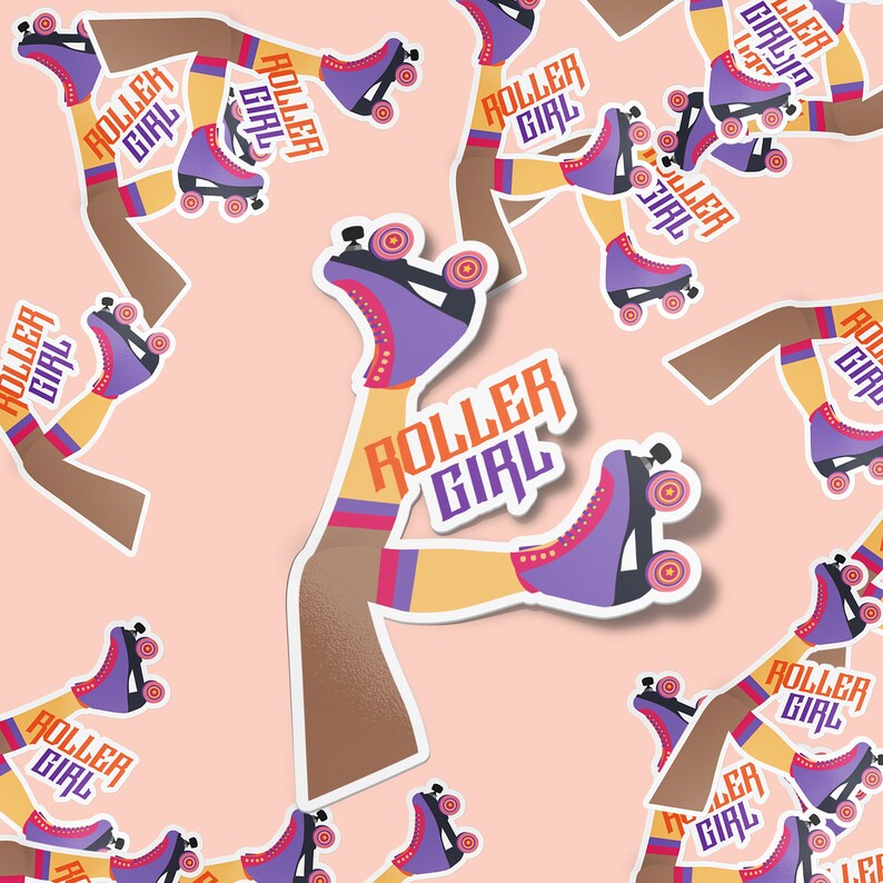 Large Roller Girl Premium Vinyl Sticker Roller Skating Etsy