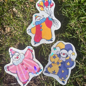 Silly clown holographic sticker set !!