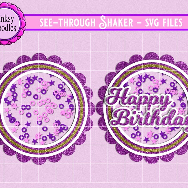 Birthday Shaker cake topper SVG archivos de corte, scallop circle shaker para Cricut Maker y Cricut Explore