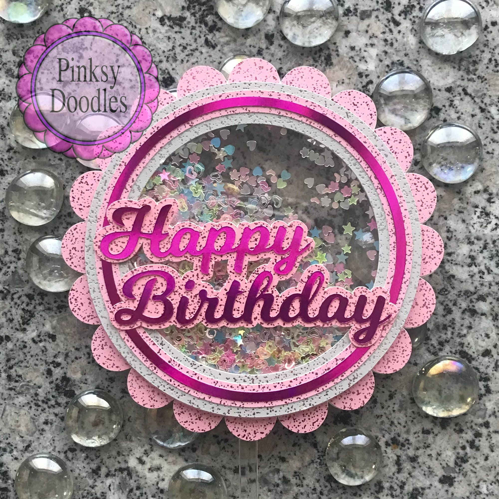 Layered Happy Birthday Shaker cake topper SVG cut files Etsy