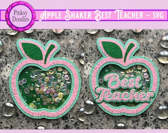 Apple Shaker cake topper SVG Cut file, Best Teacher layered SVG, teacher svg, card Topper svg, thank you teacher shaker svg, Cricut svg,