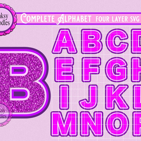 Alphabet letters layered shadow SVG Cut files, layered alphabet svg, cake topper, wall art