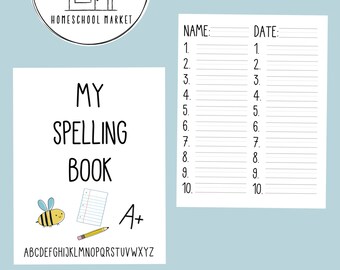 Printable Spelling Test Book, Homeschool Practice (Digital Download)