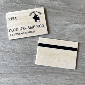 Faire semblant de carte de crédit Carte de crédit en bois Jouer de l'argent Faire semblant de jouer Magasin Jeu de rôle
