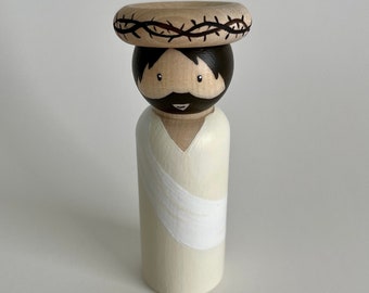 Easter Story Peg Doll: Jesus with Crown of Thorns, Waldorf Play Set