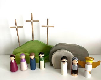 Conjunto de Bonecas de Presépio de Páscoa: Brinquedo Waldorf da História da Ressurreição