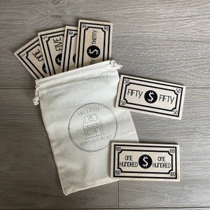 Spielgeld Holz-Dollar-Scheine Holz Spielgeld So tun Homeschool Mathe Montessori Lernspielzeug Kid Wallet Kinder Geschenk Kinder Geschenk