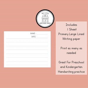 Papel de carta Folhas grandes pautadas para escrita para impressão | Papel de carta para jardim de infância pré-escolar | Páginas de diário primárias | Educacional