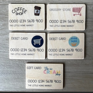 CAMBIO DE NOMBRE PERSONALIZADO Tarjeta de crédito simulada Tarjeta de crédito de madera Dinero ficticio Tienda de juegos de simulación Juego de roles