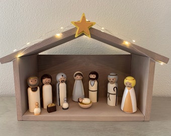Nativity Set, Nativity Peg Doll Set,  Christmas Story