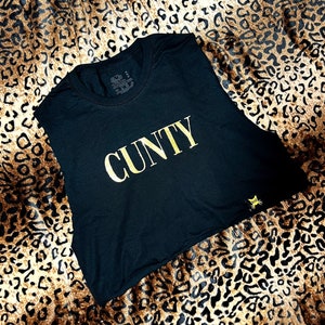 Cunty Black and Gold Glitter Crop Muscle Tank | Rock N Roll Clothing