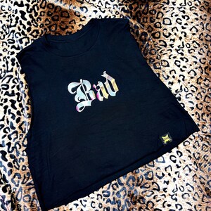 BAD Black & Silver Crop Muscle Tank | Rock N Roll Clothing