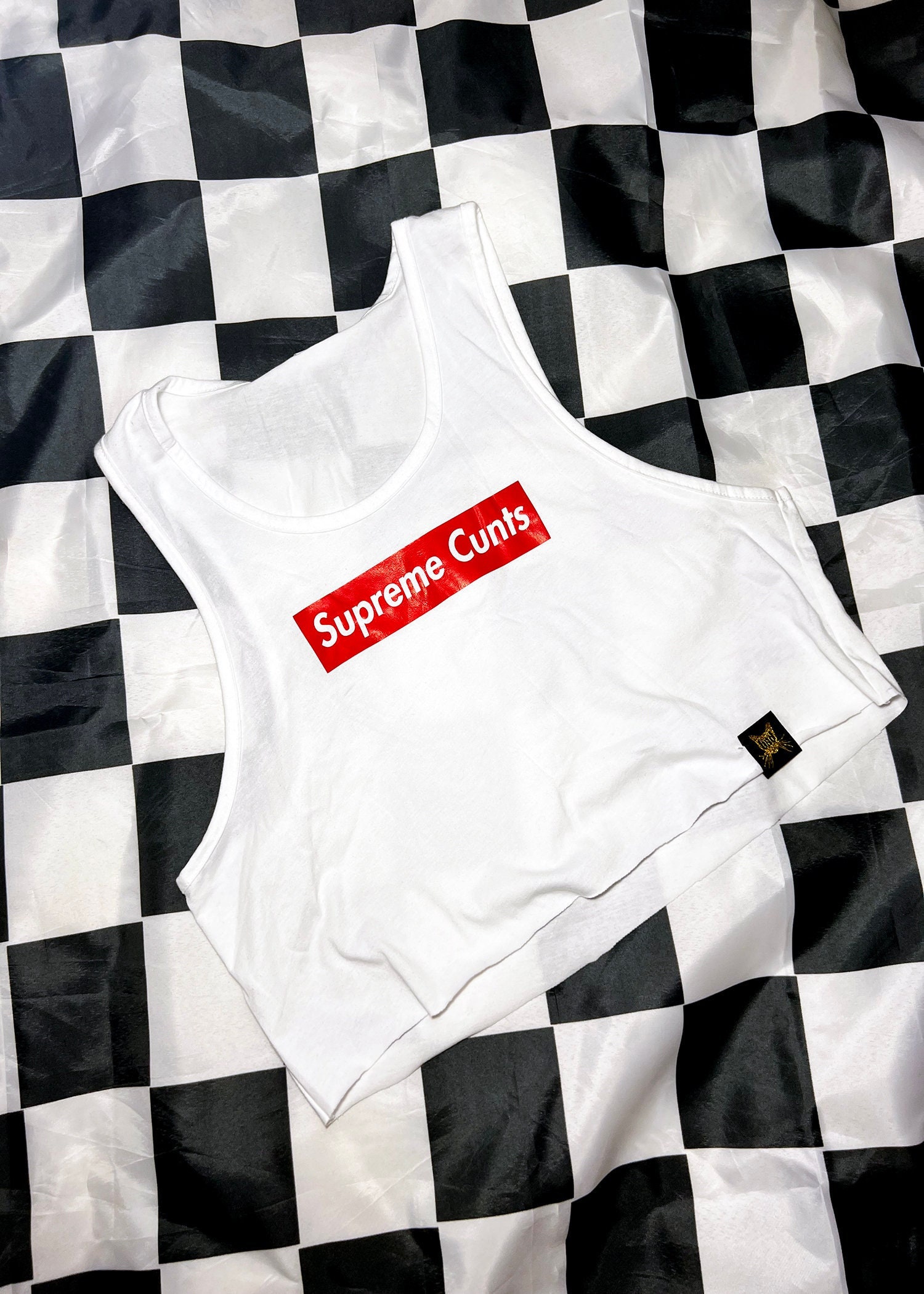 Supreme Cunts Red Logo Crop Tank Top Rock N Roll Clothing 