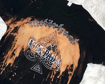 Motorhead Ace of Spades Bleach Dye T Shirt | Rock N Roll Clothing