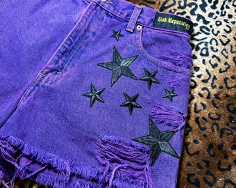 Purple Denim Rockstar Shorts | Rock N Roll Style