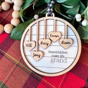 Grandchildren Make Life Grand Ornament | Grandparents | Grandma | Grandpa | Family Tree | Wood Ornament | Nana | Papa | Laser Cut Ornament