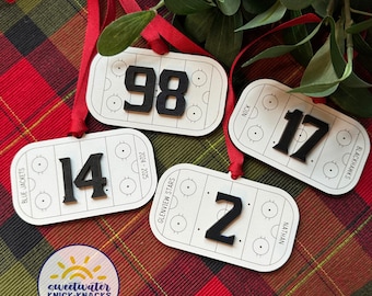 Personalized Hockey Player Ornament | Hockey Team Name & Number | Hockey Mom Dad | Hockey Coach Manager Gift | Hockey Coach Ornament