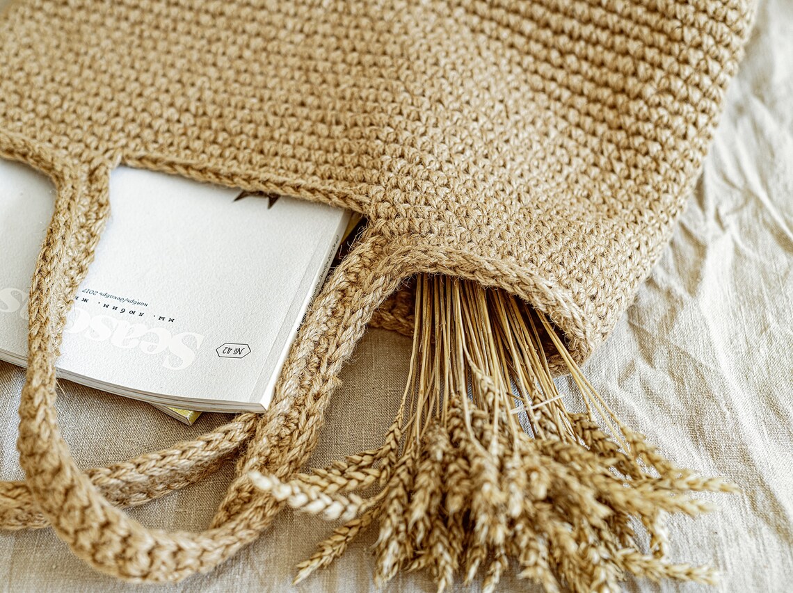 Rectangular tote bag for women. Large shopping bag with long Etsy