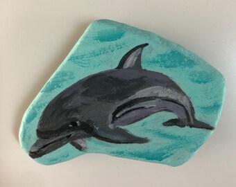 pix Dolphin Rock Painting Ideas Sunset painted dolphin rock etsy