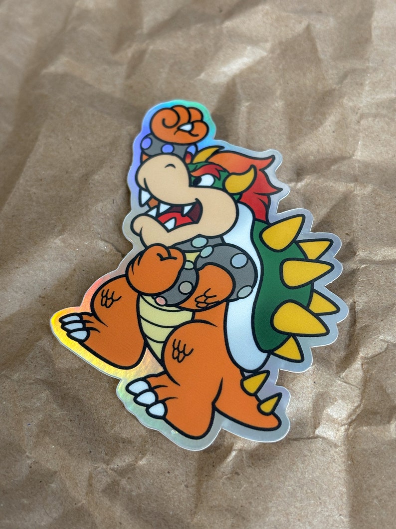 Paper Bowser Holographic Sticker - Etsy