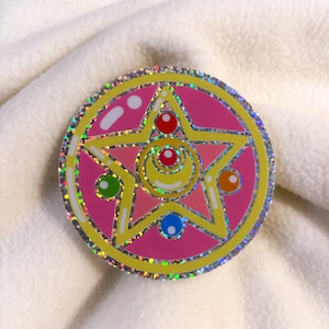 Sailor Moon Transformation Brooch Glitter Sticker