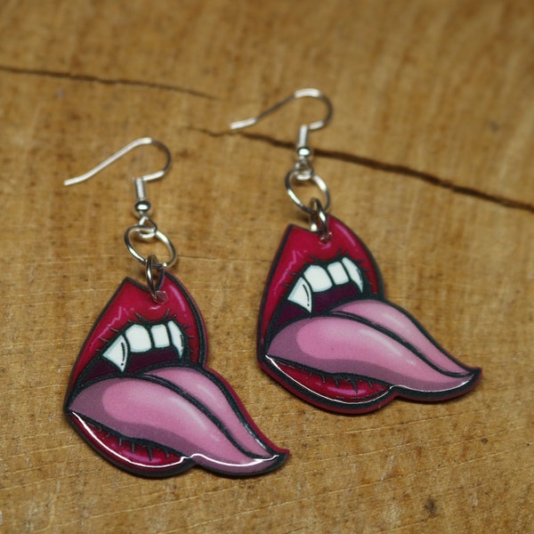 Vampire Fang Earrings | Acrylic Jewellery Halloween Novelty Statement Earrings | Bat Witch Wicca Autumn October Jennifer’s Body | Succubus