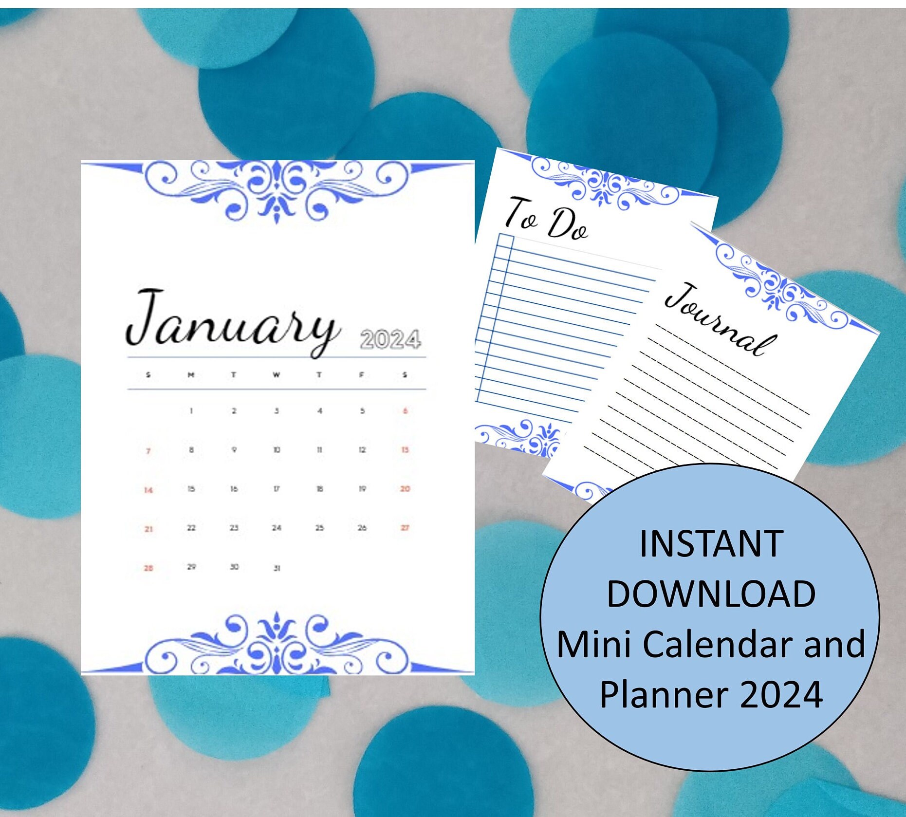 2024 Mini Calendar, 2024 Mini Planner, Dated Calendar for 2024 Etsy
