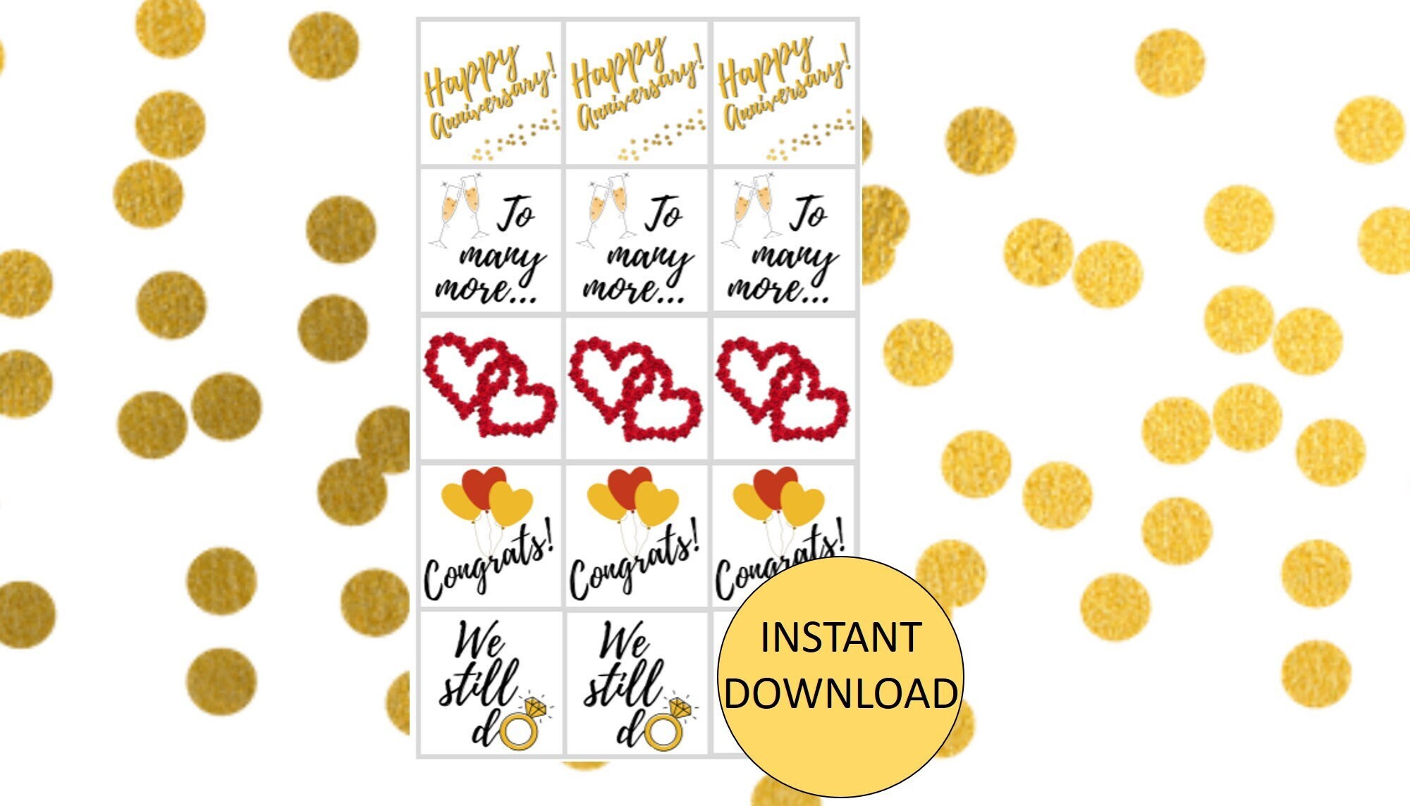 Happy Anniversary Cupcake Toppers Printable Cupcake Toppers Etsy UK